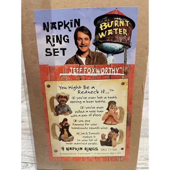 Jeff Foxworthy Napkin Rings Set Holders You Might Be A Redneck If Country Comedy - Picture 2 of 7